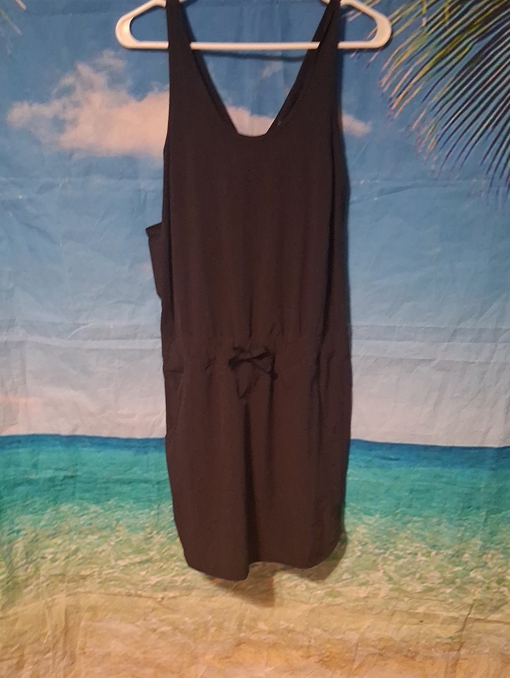 Patagonia Black Sleeveless Drawstring Mini Dress